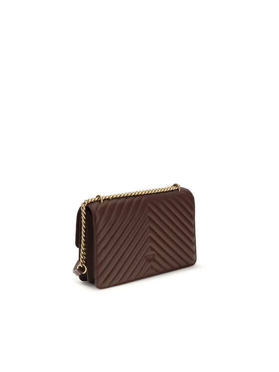 PINKO PINKO Torebka Brown Calf Leather Bos Taurus Shoulder Brązowy