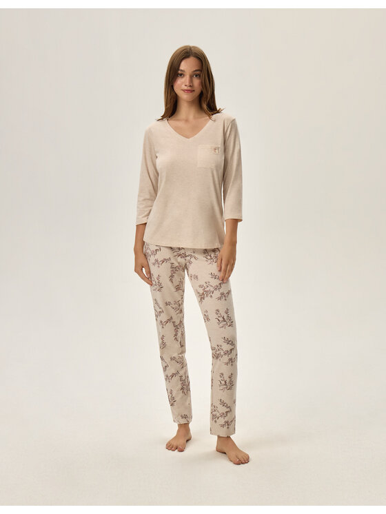 Henderson Henderson Piżama 41874 Beżowy Regular Fit