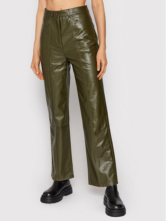 Samsøe Samsøe Samsøe Samsøe Nohavice z imitácie kože Novah F21300033 Zelená Regular Fit