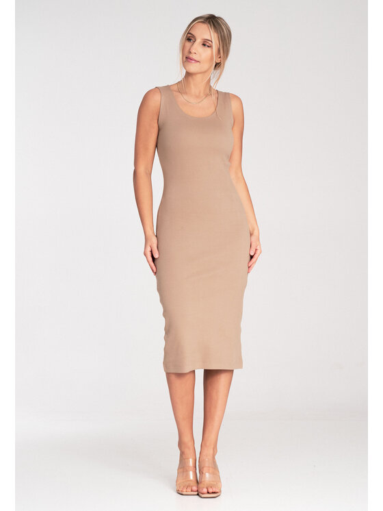 FIGL FIGL Sukienka codzienna M1053 Beżowy Fitted Fit