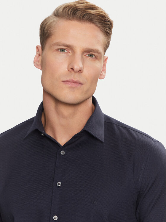 Calvin Klein Calvin Klein Ing Non Iron Tonal Strct Slim Shirt K10K113848 Sötétkék Regular Fit