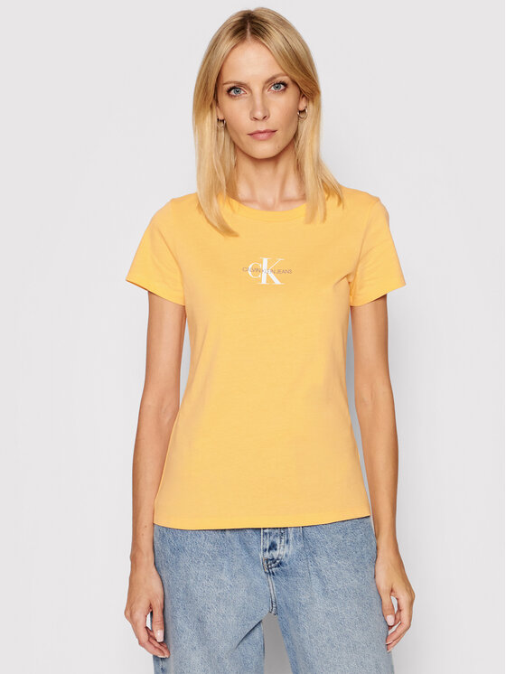 Calvin Klein Jeans Marškinėliai J20J216577 Oranžinė Slim Fit • Modivo.lt
