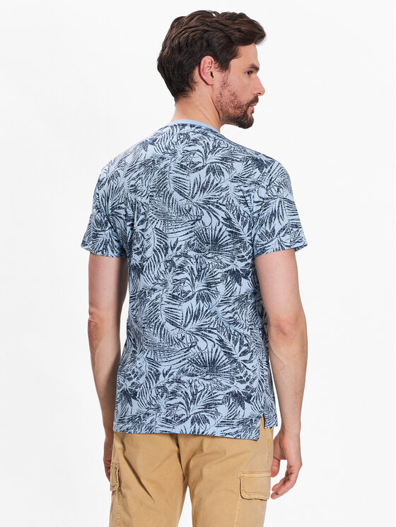 INDICODE INDICODE T-Shirt Palme 40-935 Niebieski Regular Fit
