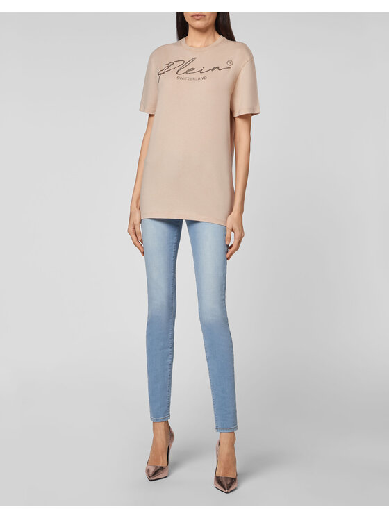 PHILIPP PLEIN PHILIPP PLEIN T-Shirt 4981 Beżowy Regular Fit