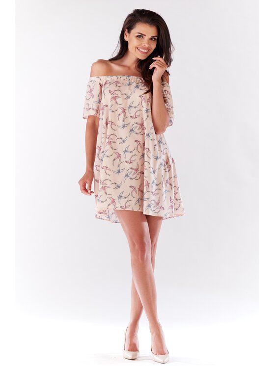 Awama Awama Sukienka letnia A175 Różowy Basic Fit
