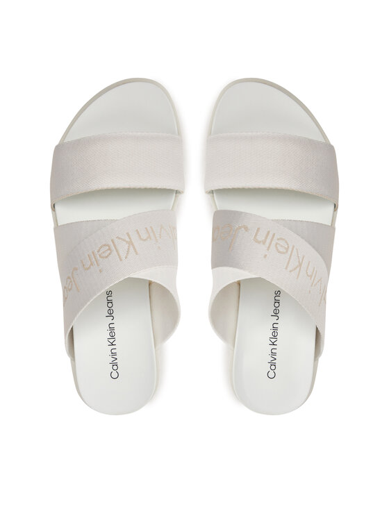 Calvin Klein Jeans Calvin Klein Jeans Nazouváky Flatform Sandal Webbing In Mr YW0YW01361 Bílá