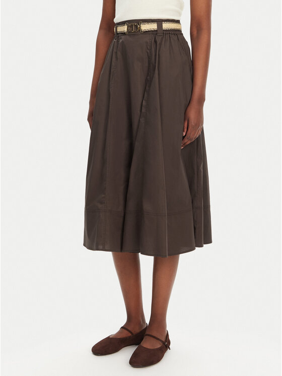 TWINSET TWINSET Trapecijos formos sijonas 251TT202J Ruda Regular Fit