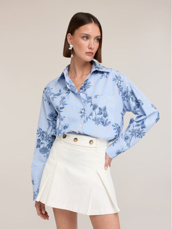 Motivi Motivi Camicia 5095Q001026N0R4 Turchese Over Fit