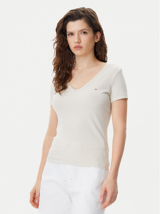 Tommy Jeans Tommy Jeans Tricou Essential DW0DW17385 Bej Slim Fit