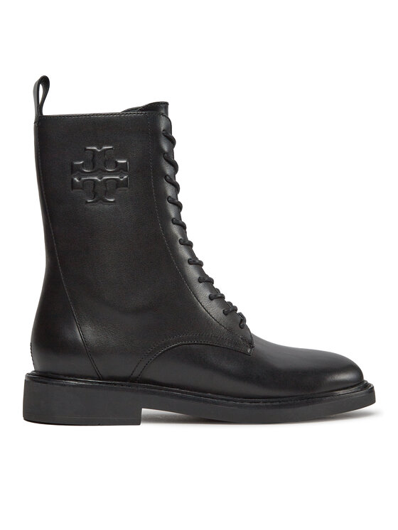 Tory Burch Čizme Double T Combat Boot 154336 Crna