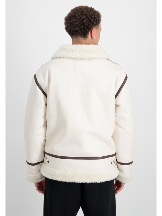Alpha Industries Alpha Industries Kurtka skórzana B-3 Faux Leather Bomber Jacket Beżowy Regular Fit