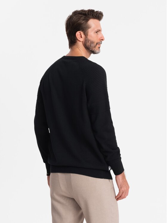 Ombre Ombre Sweter OM-SWSW-0144 Czarny Regular Fit