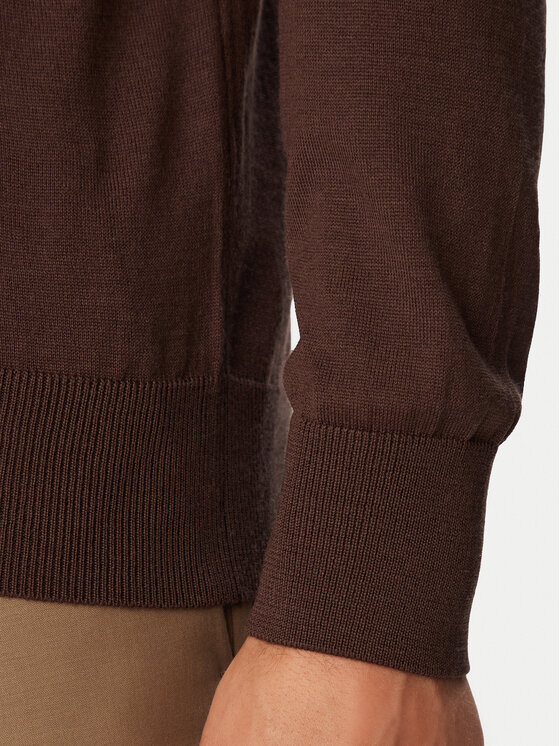 BOSS BOSS Sveter Leno  50571914 Tmavo hnedá Regular Fit