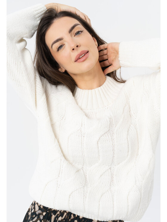 Volcano Volcano Sweter S-TAMINA Biały Regular Fit