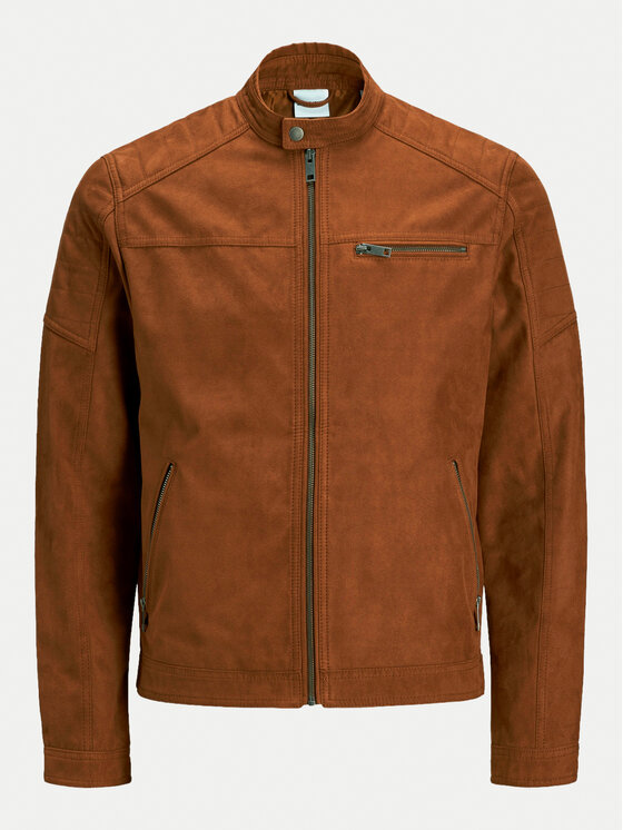 Jack & Jones Jack & Jones Bunda z imitácie kože Rocky 12147218 Hnedá Regular Fit