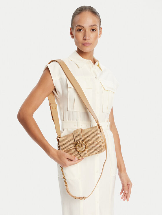PINKO PINKO Ročna torba Love One Mini Slouchy Fl PE 25 PLTT 104340 A2CE Zlata
