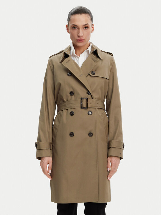 Damski Trencz Tommy Hilfiger, Rozmiar 40, Khaki, WW0WW42133