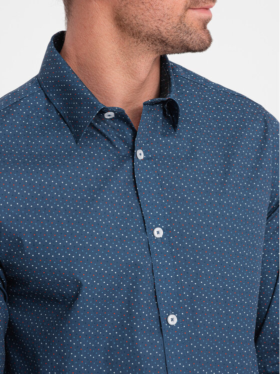 Ombre Ombre Košile OM-SHCS-0151 Modrá Regular Fit