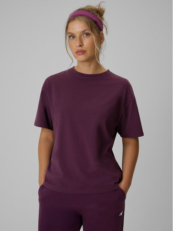 4F 4F T-Shirt BASIC+ Fioletowy Loose Fit