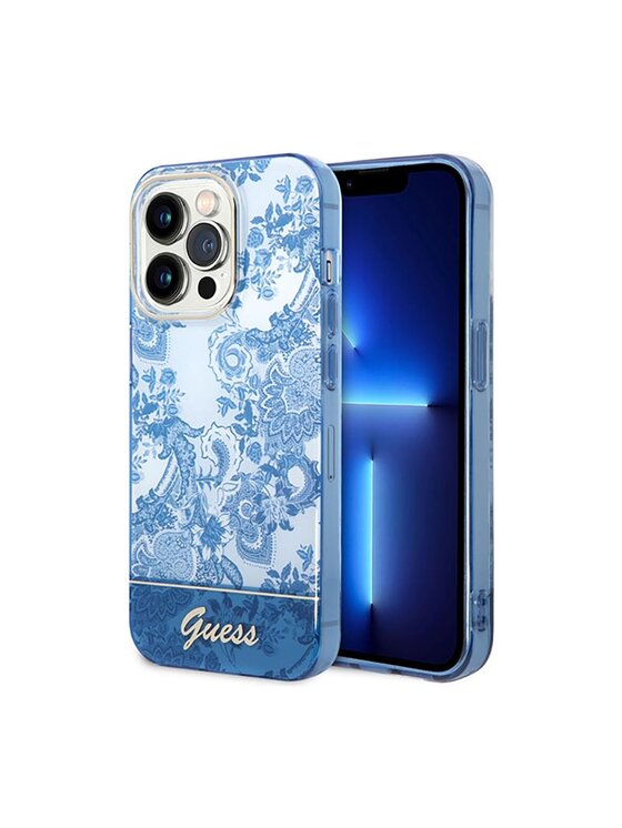 Guess Guess Etui na telefon Porcelain Collection Niebieski