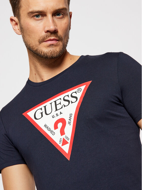 Guess Guess Marškinėliai Orginal M0BI71 I3Z11 Tamsiai mėlyna Slim Fit