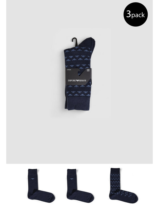 Skarpety Emporio Armani Underwear, Rozmiar OS, Niebieskie, 3 PACK