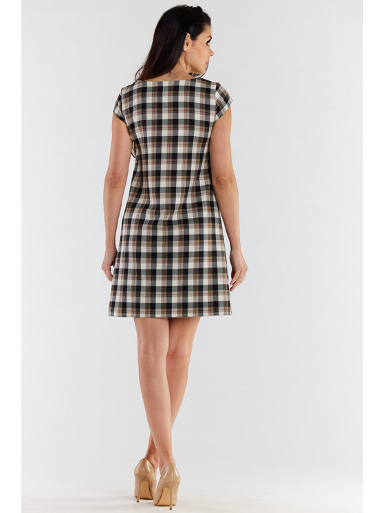 Awama Awama Sukienka letnia A490 Brązowy Basic Fit