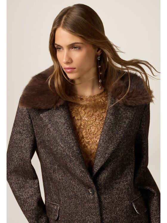 Oltre Oltre Cappotto 8014R001311N0Z2 Marrone Baggy Fit