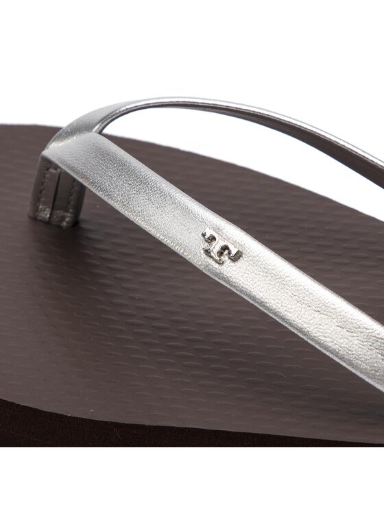 Tory Burch Tory Burch Šlepetės per pirštą Metallic Leather Flip Flop 54890 Sidabrinė