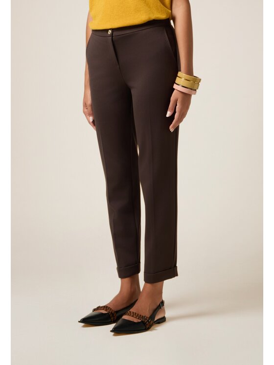 Oltre Oltre Pantaloni di tessuto P030R008785N022 Marrone Regular Fit