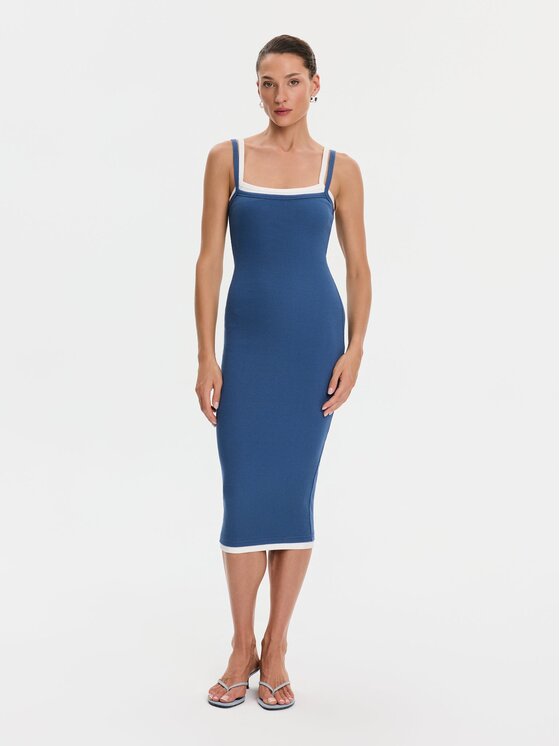 Nudyess Nudyess Sukienka codzienna Lisa z prążka Niebieski Slim Fit