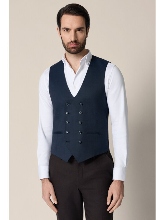 Lancerto Lancerto Kamizelka garniturowa Motril KA073126000003 Granatowy Slim Fit