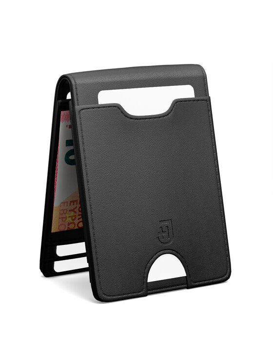 Mały Portfel Męski James Hawk, Czarny, Męski skórzany portfel slim z RFID