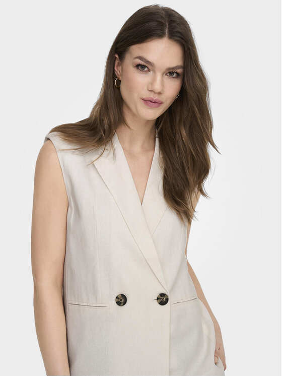ONLY ONLY Kamizelka Caro 15278794 Biały Loose Fit