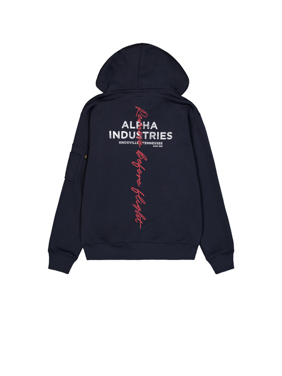 Alpha Industries Alpha Industries Bluza Signature Back Print Hoodie Błękitny Regular Fit