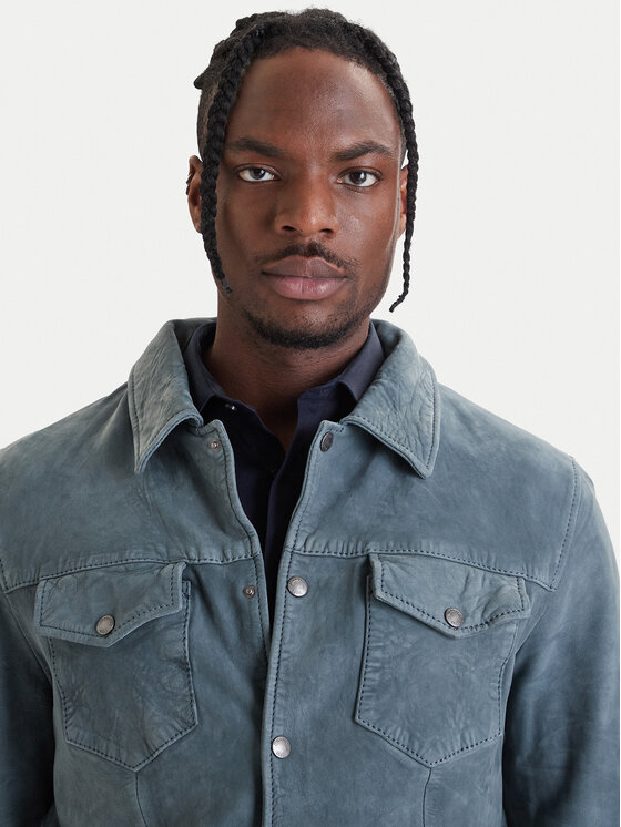 Milestone Milestone Usnjena jakna Valerio 612205 60790 Modra Regular Fit