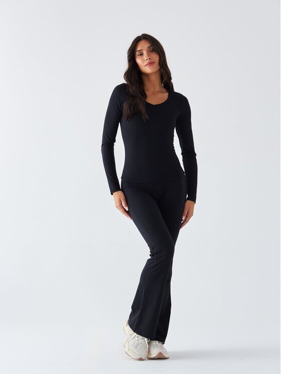 BeShaped BeShaped Legginsy Dzwony - Morning Dew Czarny Shaping Fit