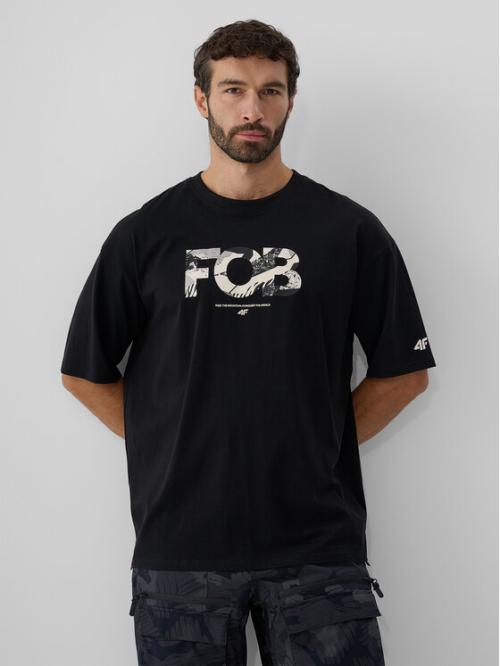 4F 4F T-Shirt FOB Czarny Loose Fit