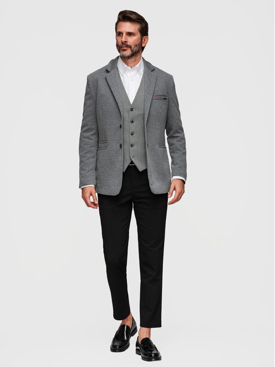 Ombre Ombre Marynarka M170 Szary Slim Fit