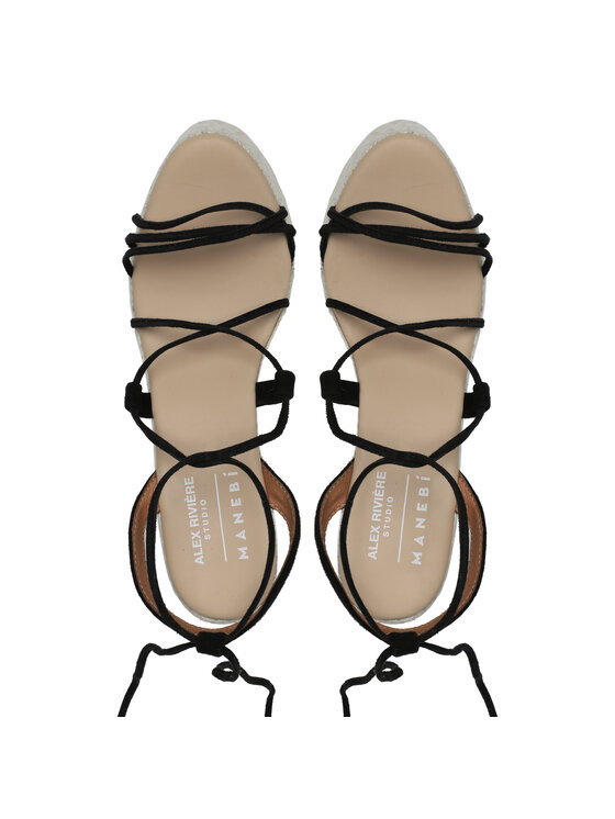 Manebi Manebi Espadryle Lace-Up Wedge Espadrilles L 8.6 WA Czarny