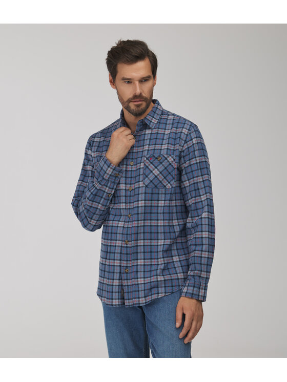 Lee Cooper Lee Cooper Koszula jeansowa WARREN Niebieski Regular Fit