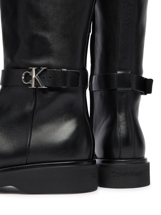 Calvin Klein Calvin Klein Csizma Knee Boot W/ Metal Logo HW0HW02665 Fekete