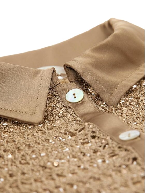 Guess Guess Πουκάμισο LS BUTTON FRONT BELLA TOP Χρυσό Slim Fit