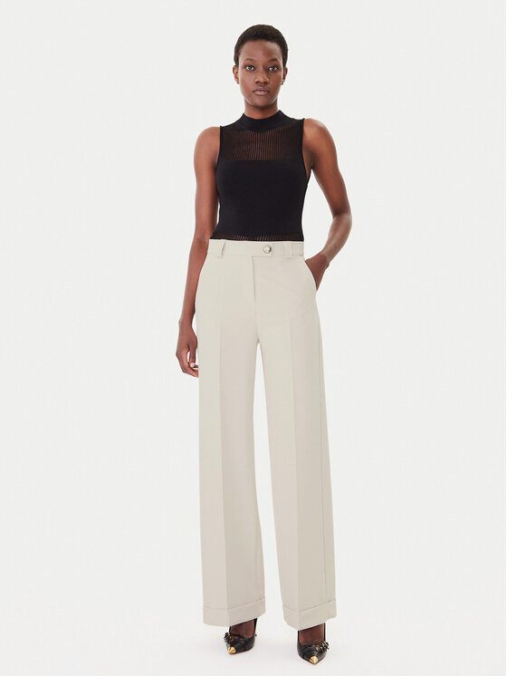 Maryley Maryley Hlače iz tkanine 25IB563/43LA Bež Regular Fit