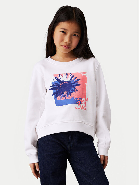 Gyerek Pulóver Calvin Klein Jeans, Méret: 14Y, Fehér, Flower Graphic IG0IG02635
