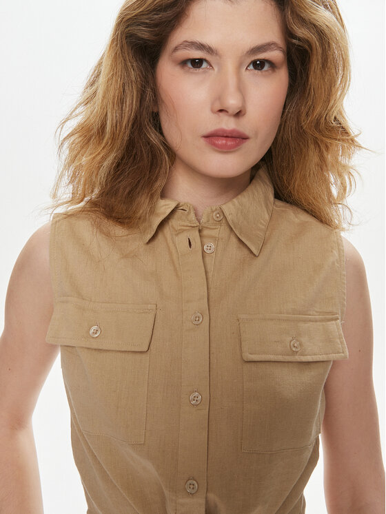 Brave Soul Brave Soul Camicia LWT-548ELIZABETH Beige Straight Fit
