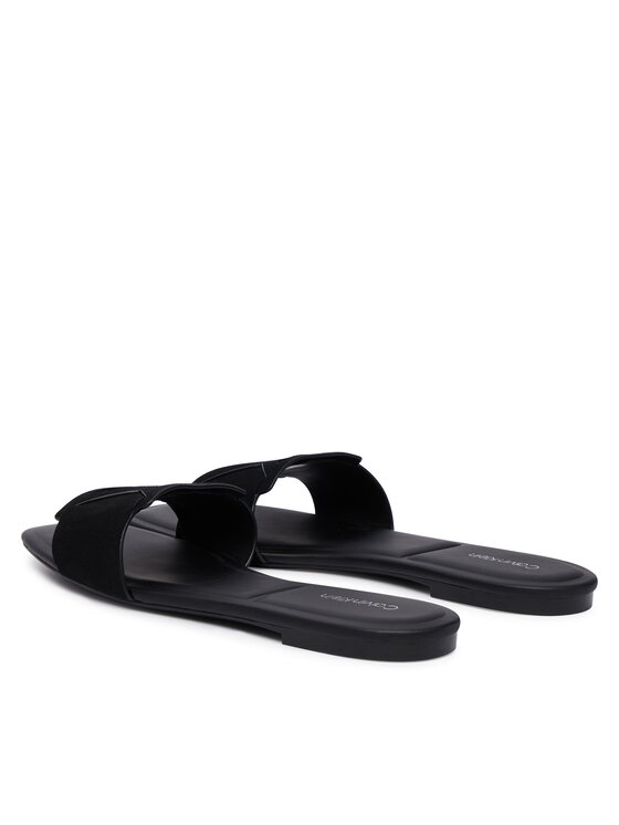 Calvin Klein Calvin Klein Natikači Square Flat Sndl Embl Suede HW0HW03055 Črna