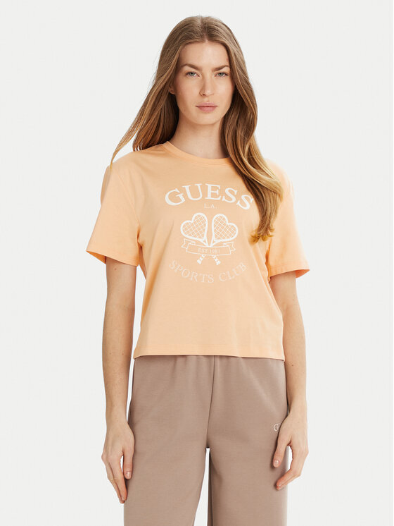 Damski T-Shirt Guess, Rozmiar XL, Pomarańczowy, V5GI04 I3Z14