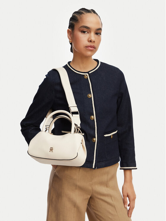 Tommy Hilfiger Geantă Th Logotape Mini Satchel AW0AW18743 Alb