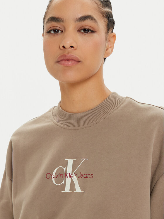 Calvin Klein Jeans Calvin Klein Jeans Pulóver Monologo J20J224177 Bézs Regular Fit